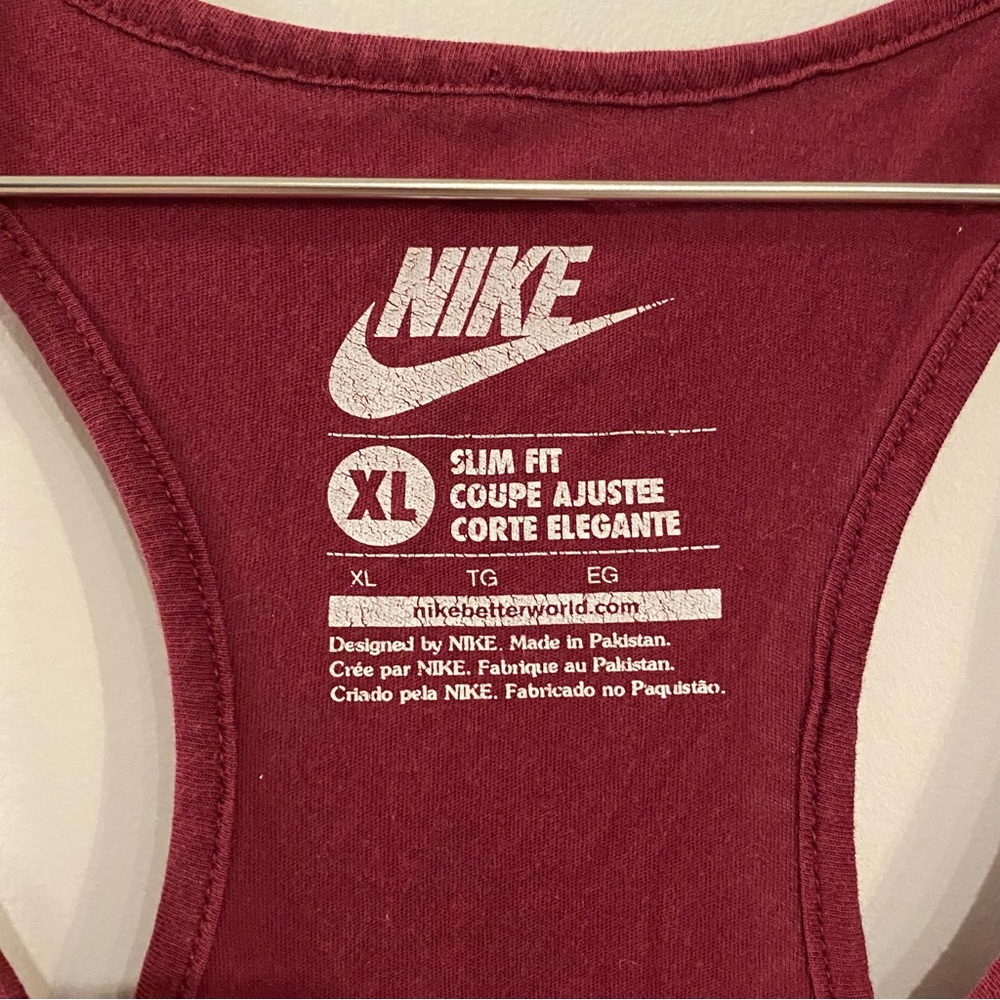 Nike Run The Earth Burgundy & Pink Slim Fit Graphic Tank Top - Picture 7 of 8